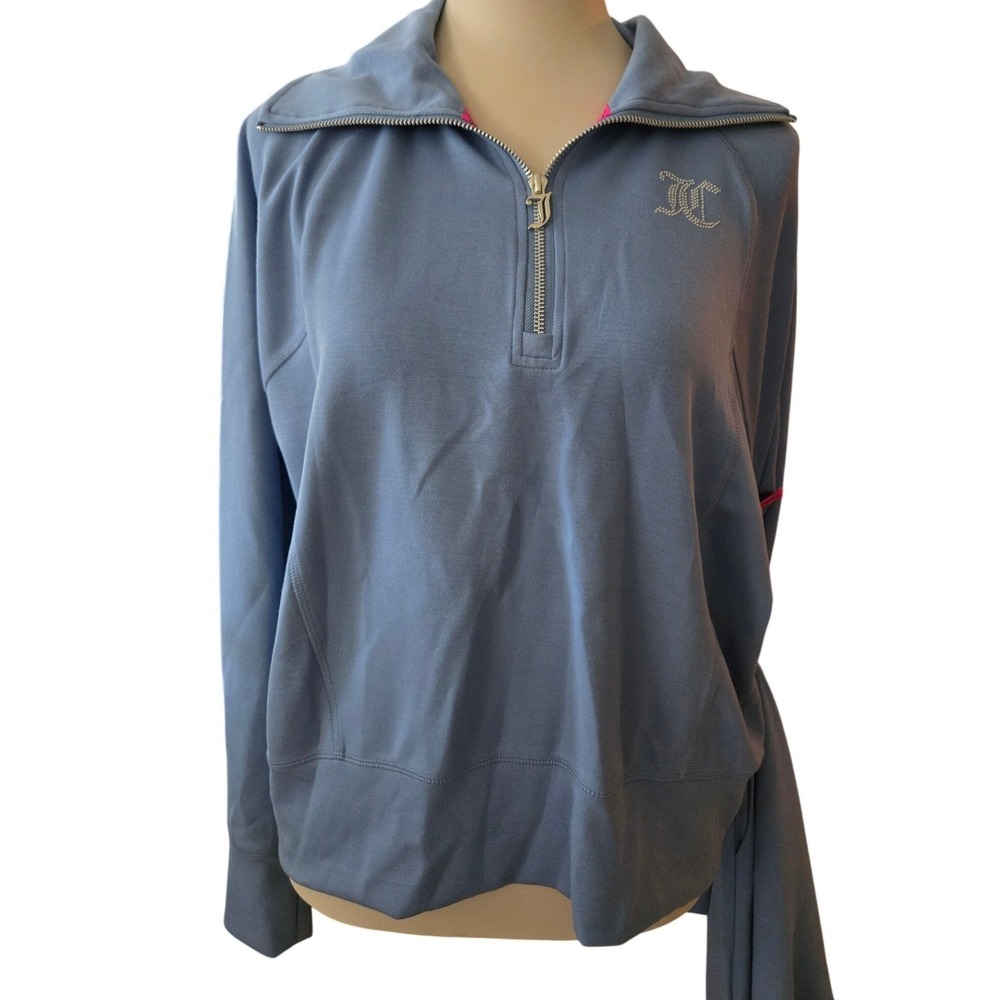 Juicy Couture Sport Womens XL Light Blu Quarter Zip Pullover & Leggings Set New